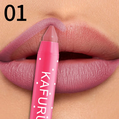 15 Colors Lipstick Pencil Waterproof Sexy Red Matte Contour Tint Lipstick