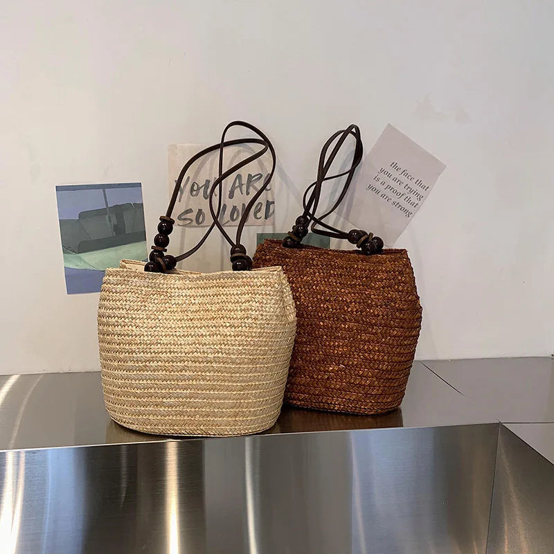Casual Straw Woven Shoulder Wicker Handmade Beach Bag