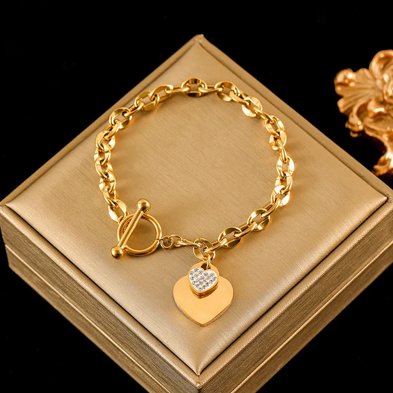 Stainless Steel Gold Starfish Moon Star Bracelet