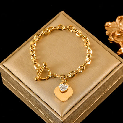 Stainless Steel Gold Starfish Moon Star Bracelet