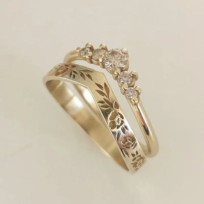 DANA 2 Pieces/set Exquisite Rose Gold Zircon Ring