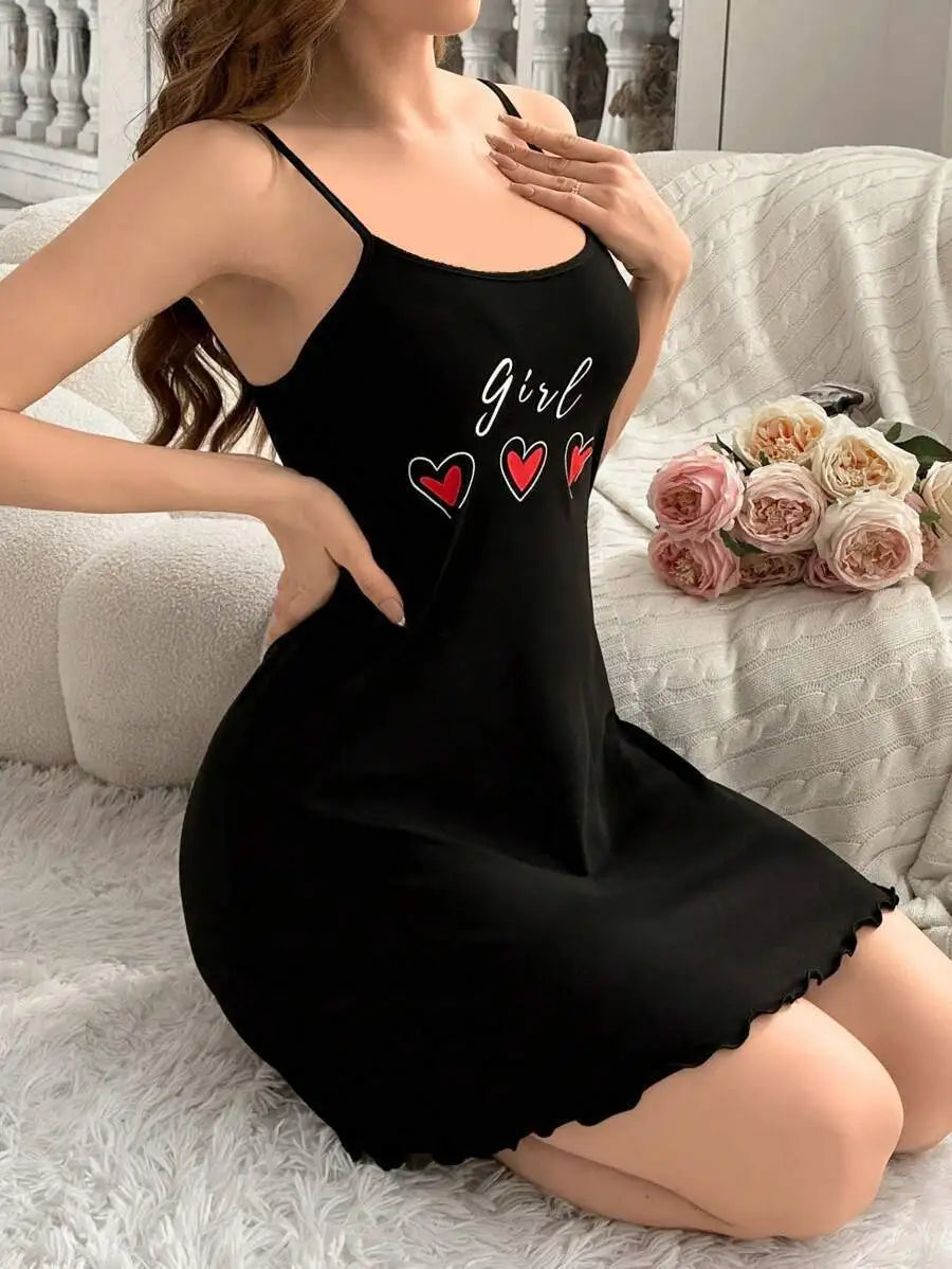 Sexy Nightgown Love Print Dress