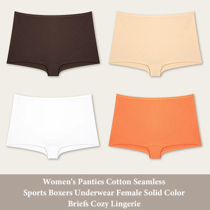 4PCS Cotton Seamless Sports Boxers Underwear  Briefs Cozy Lingerie XS-XL