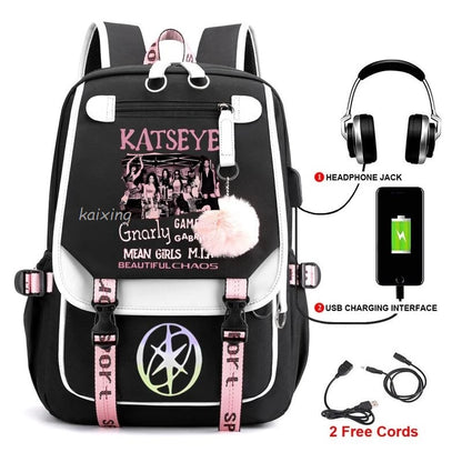 Katseye Funny Print Backpacks Sweet Soft Capacity Student Schoolbag