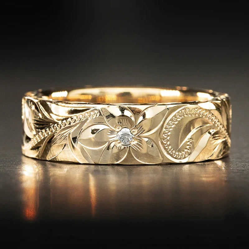 Huitan Aesthetic Flower Floral Pattern Rings