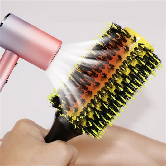 1/6pcs Yellow Boar Bristle Hair Comb Professional Round Hair Brush Curling Combs