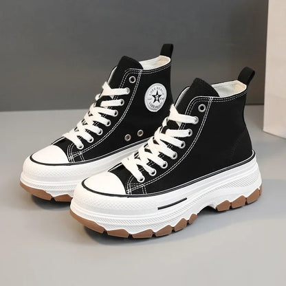 High Top Lace-Up Height Canvas Sneakers