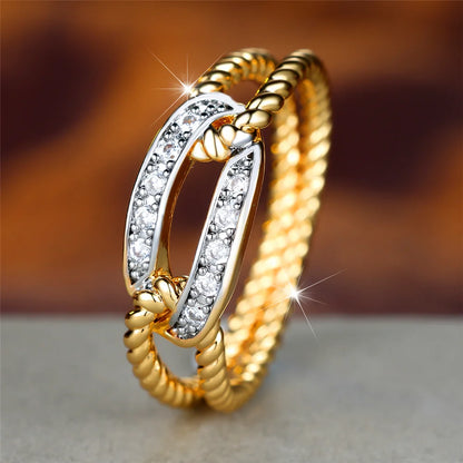 Luxury Gold White Zircon Stone Promise Love Engagement Rings