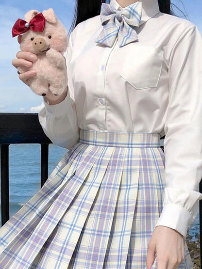 Falda corta de baile estilo preppy de talle alto para chicas