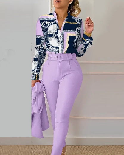 Long Sleeve Shirt Pants Two Piece Sets
