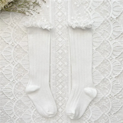 Ruffle Knee High Socks Baby Girls Toddlers Long Soft Cotton Sock 0-8Years