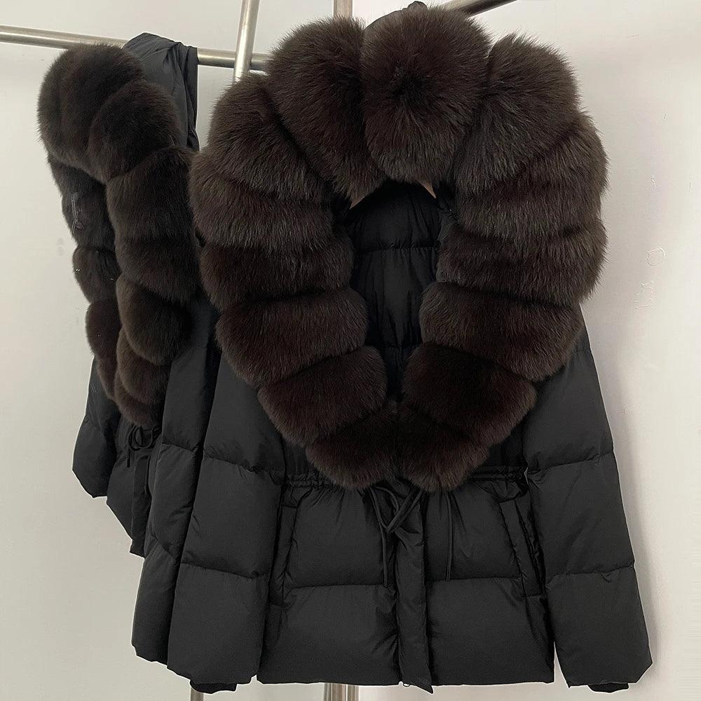 Real Fox Fur Puffer Jacket Coat