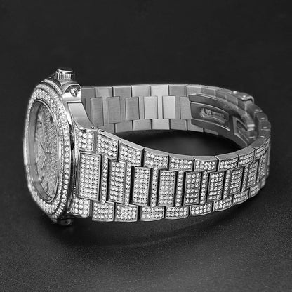 Luxury Diamond Sapphire Glass Steel Mechanical Movement  Wristwatch