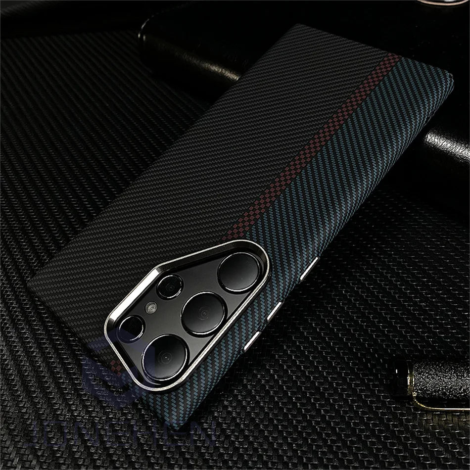 Ultra Slim Carbon Fiber Pattern Mganetic Samsung Cover