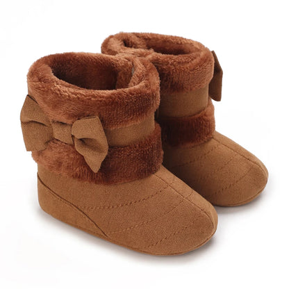0-18M Winter Plush Comfort Snow Cute Bow Cotton Toddler Shoes