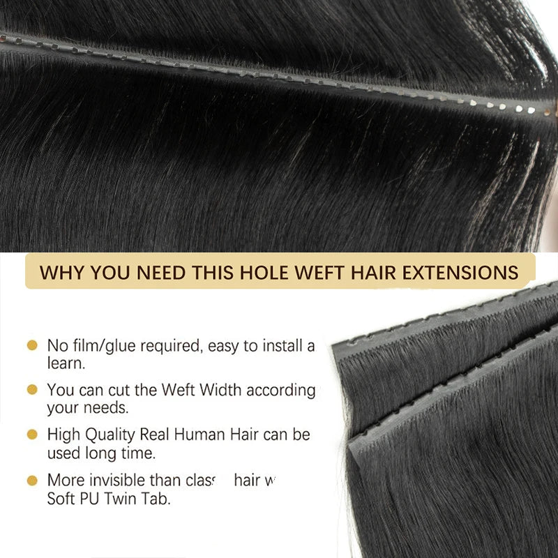 Flat Pu Tape Real Human Hair Wigs