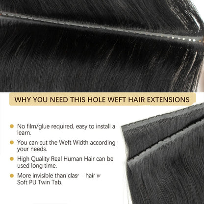 Flat Pu Tape Real Human Hair Wigs
