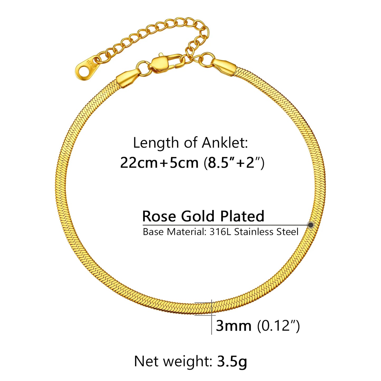 U7 Ankle Cuban Link Snake Figaro Bracelets