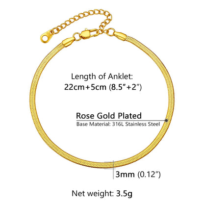 U7 Ankle Cuban Link Snake Figaro Bracelets