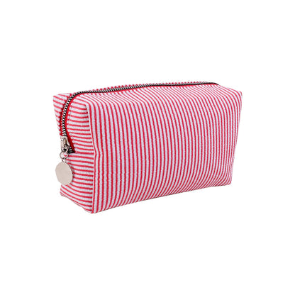 Cute Striped Canvas Pencil Case Small Travel Pouch with Zipper