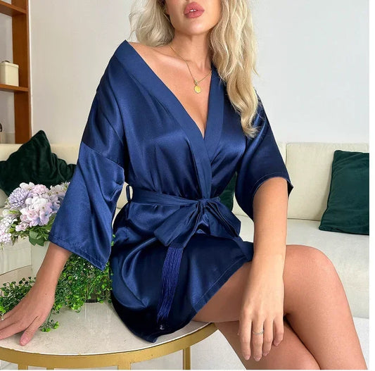 White Bride Silk Satin Robe Lingerie