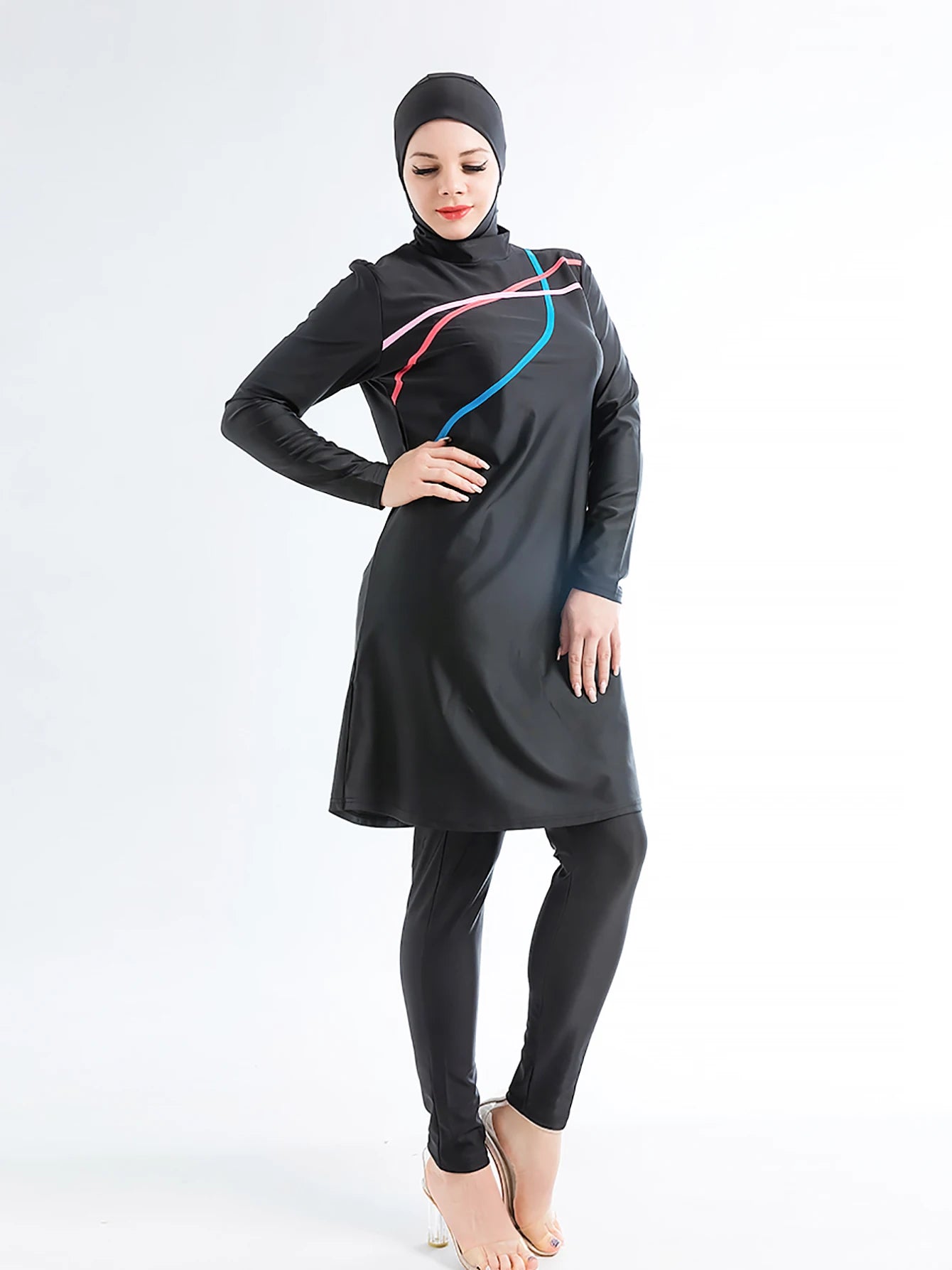3PCS/Set Plus Size Burkini Muslim Hijab Swimsuit