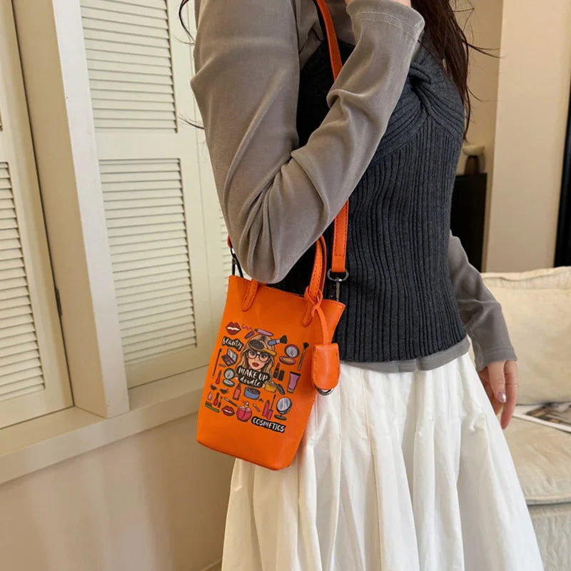 Luxury Mini Bucket Plaid PU Leather Crossbody Bag
