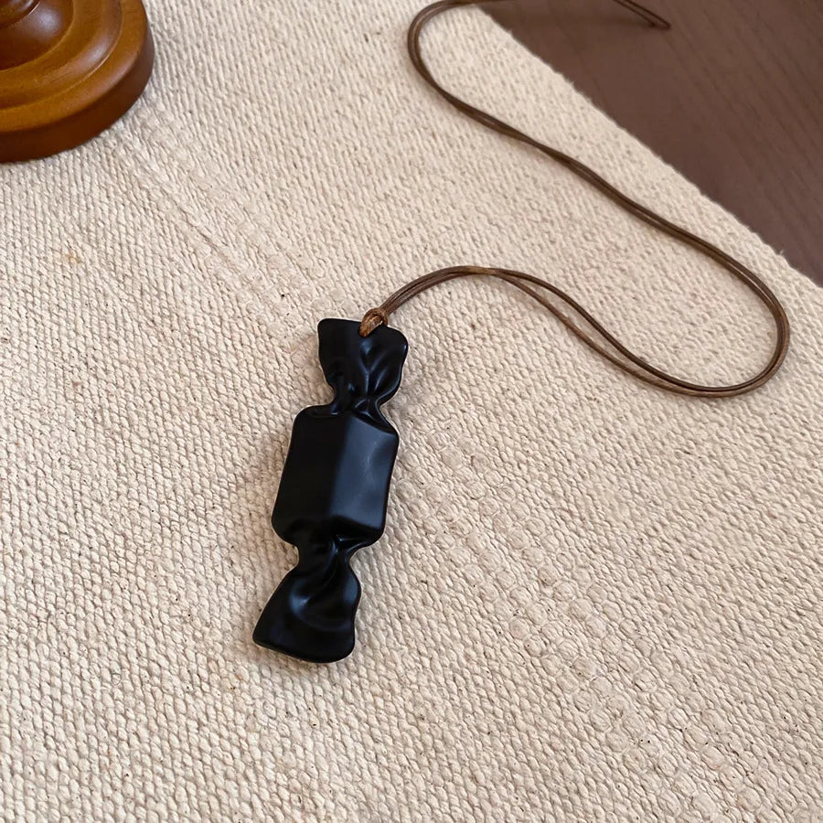 Black Coffee Round Water Drop Resin Necklaces