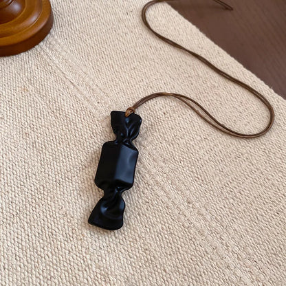 Black Coffee Round Water Drop Resin Necklaces