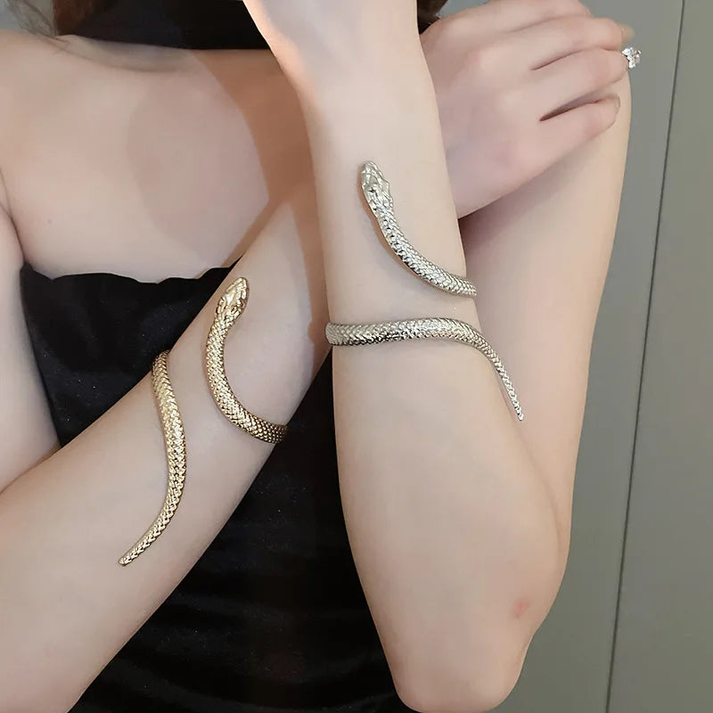 Snake Shaped Cuff Bracelet Ring Set