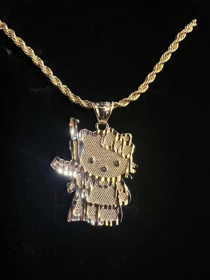 18K Gold Rope Chain Heart Pendant Necklace