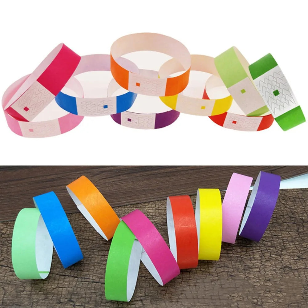 100Pcs Paper Tyvek Wristbands Waterproof