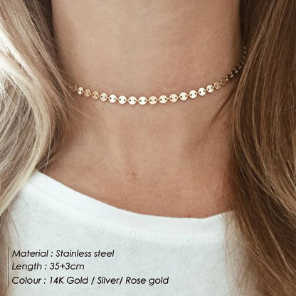 Stainless Steel Gold Color Basic Punk Link Chain Necklace