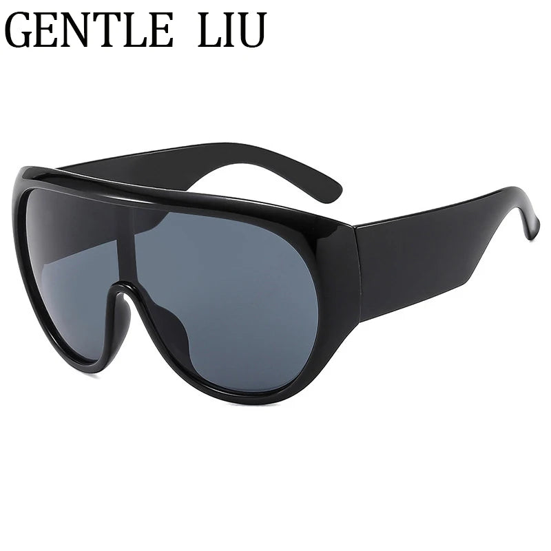 Oversized Shield Mask Steampunk Big Frame Sunglasses