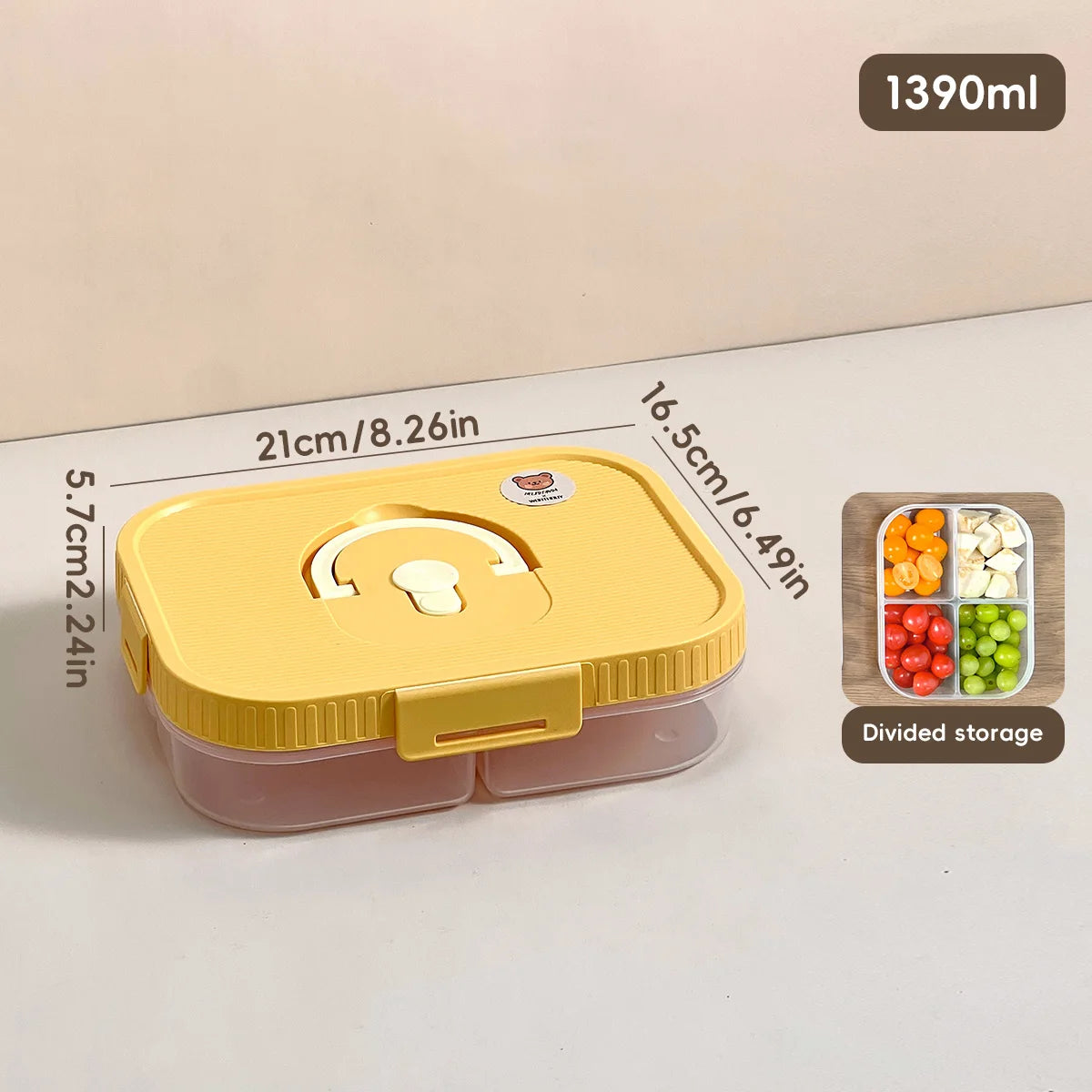Microwave Plastic Divided Lunch Box With Handle Camping