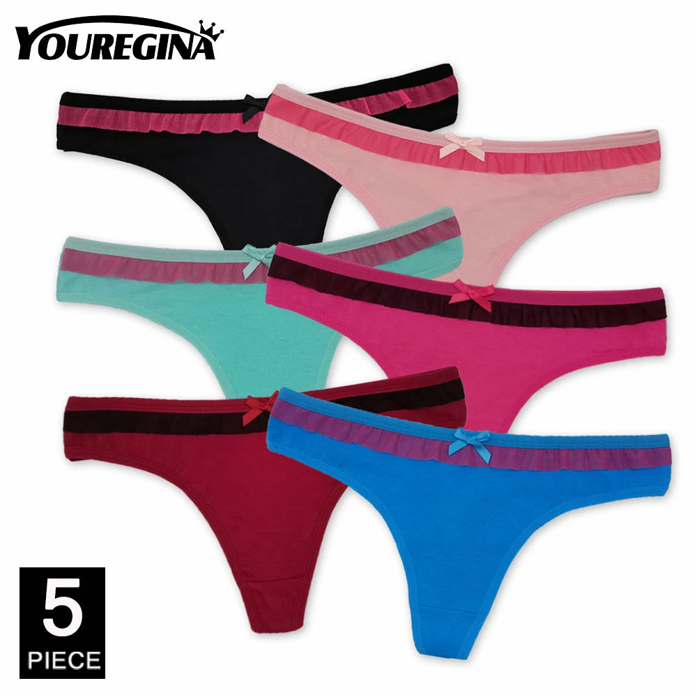 Sexy Thong Cotton G Strings Panties Dot Star Underpants 5 pcs/lot