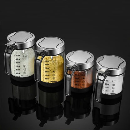 1pc Spices Glass Seasoning Jar with Spoon Sugar