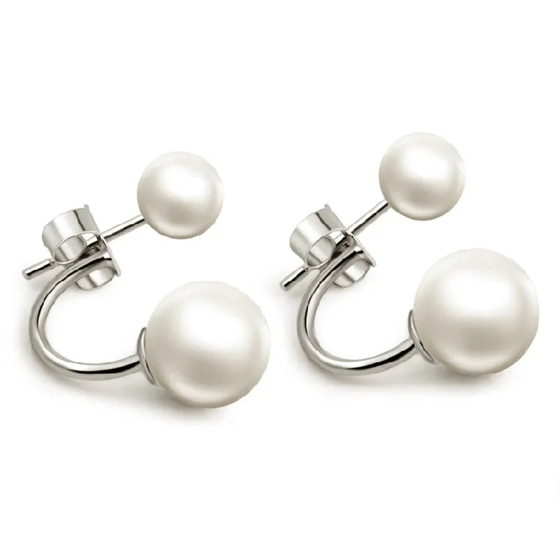 Gold Bridal Drop Simulated Pearl Crystal Statement Earrings