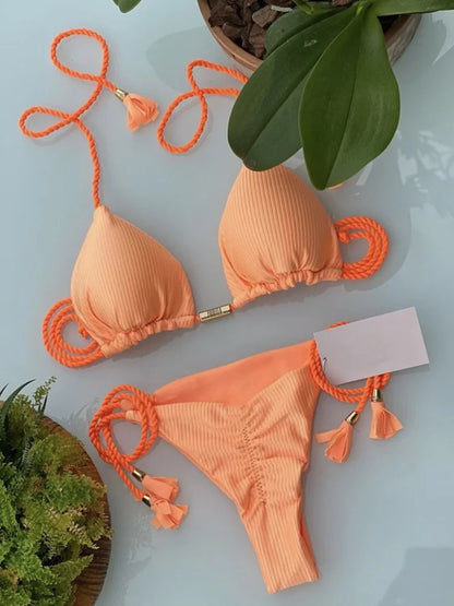 Bikini Backless Rope Triangle Swimsuit