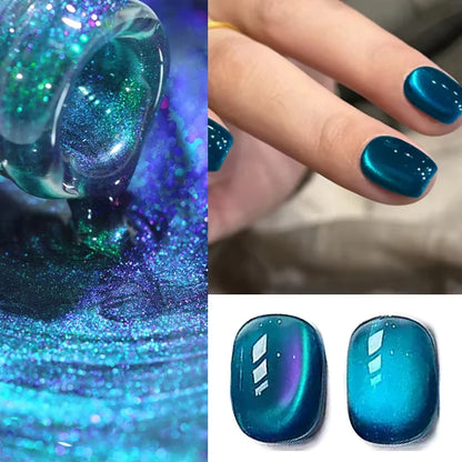 10ml Green Emerald Cat Magnetic Gel Eye Gel Polish Glass Bead Soak Off