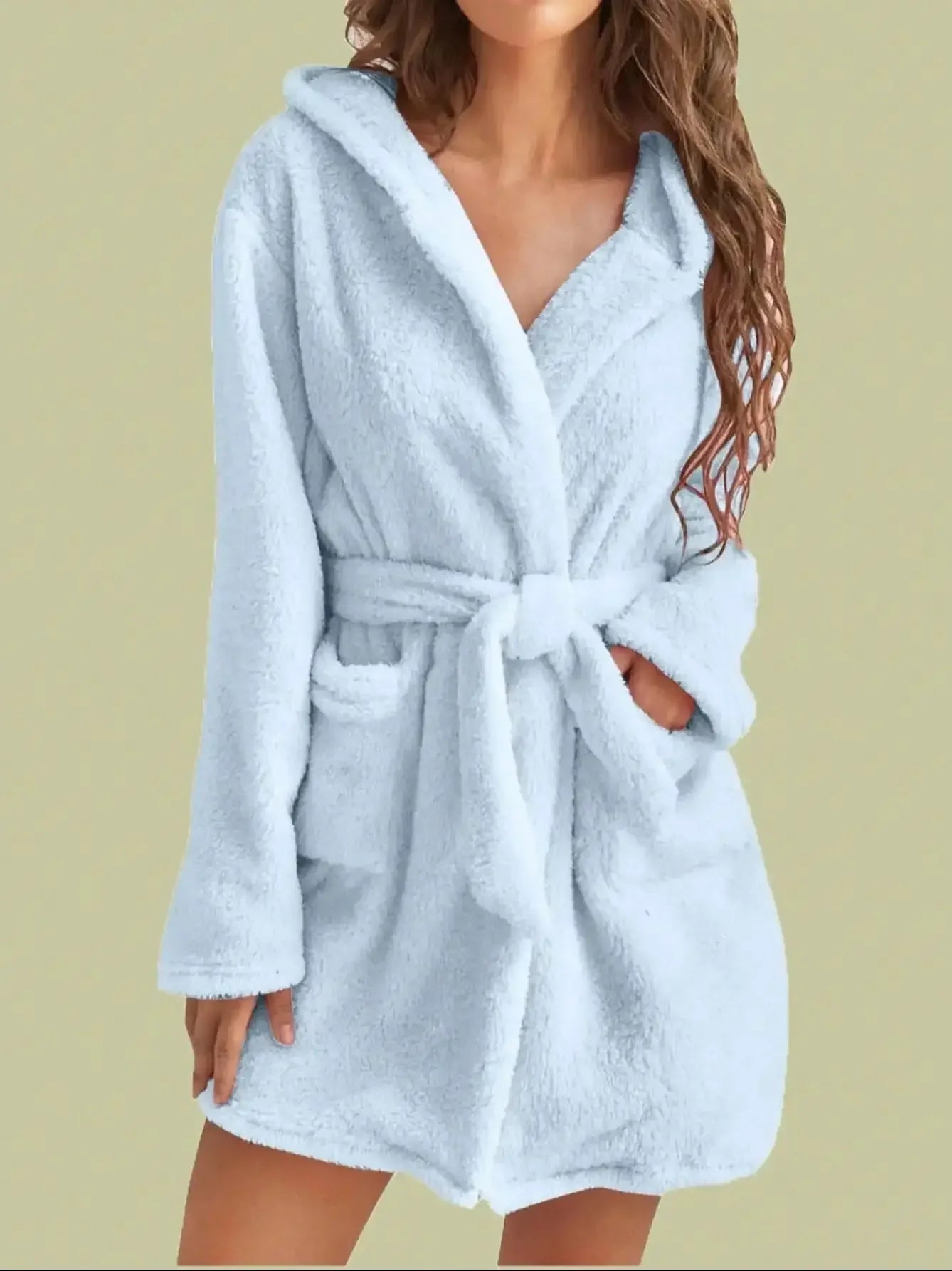 hooded robe with belt