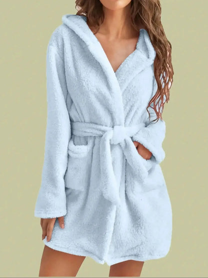 hooded robe with belt