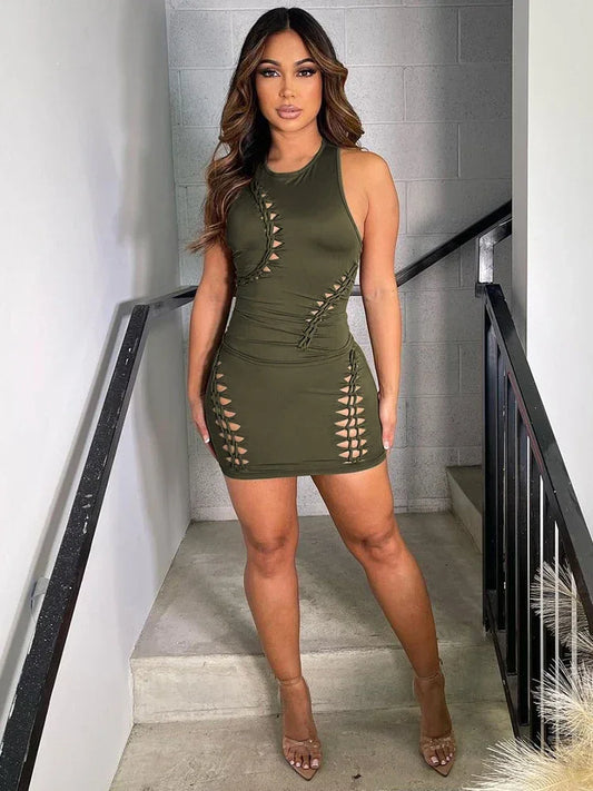 Cut Out Sexy Crop Tank Top Skirt