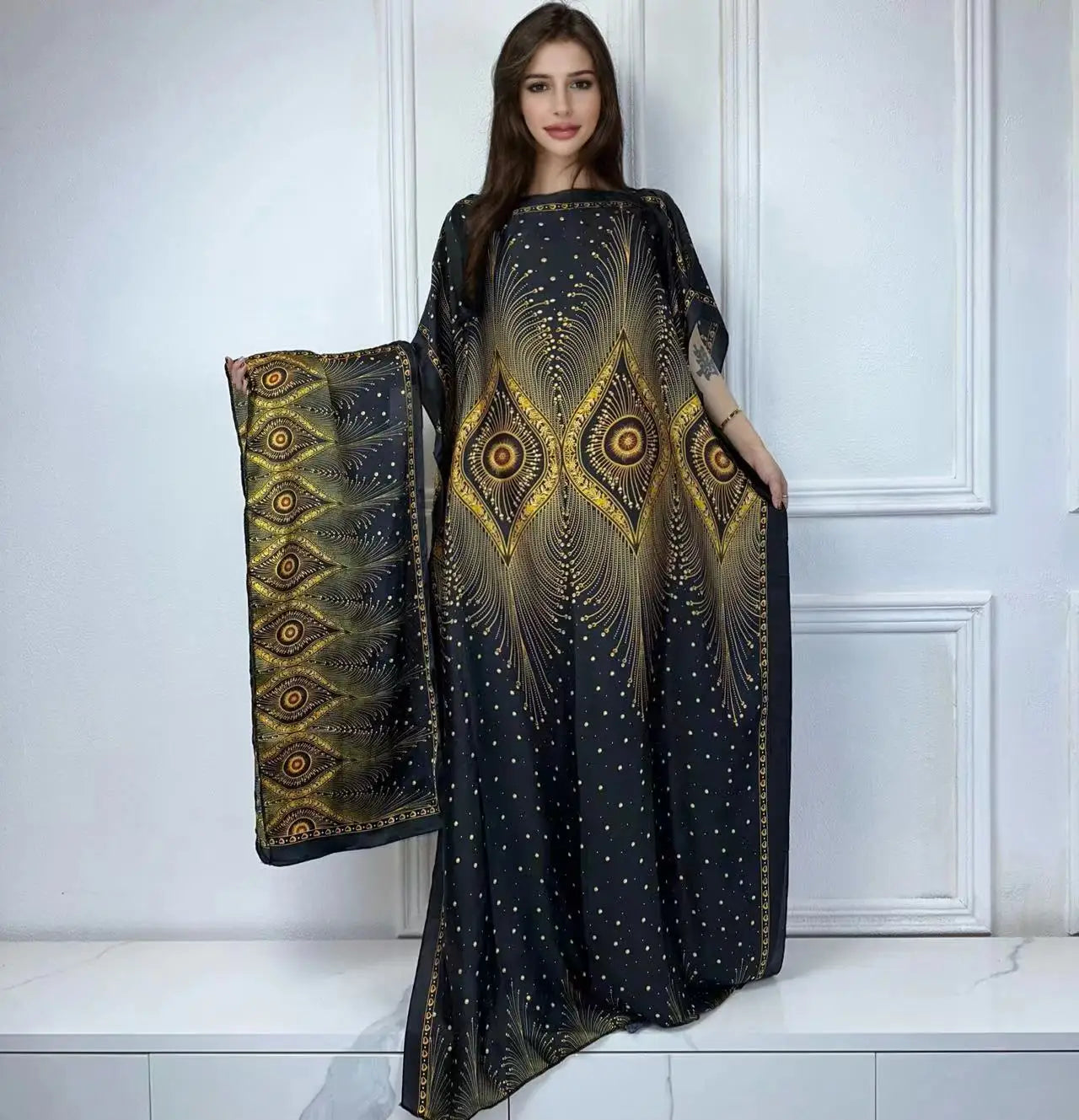 African Muslim Lady Summer Boho Kaftan Dress