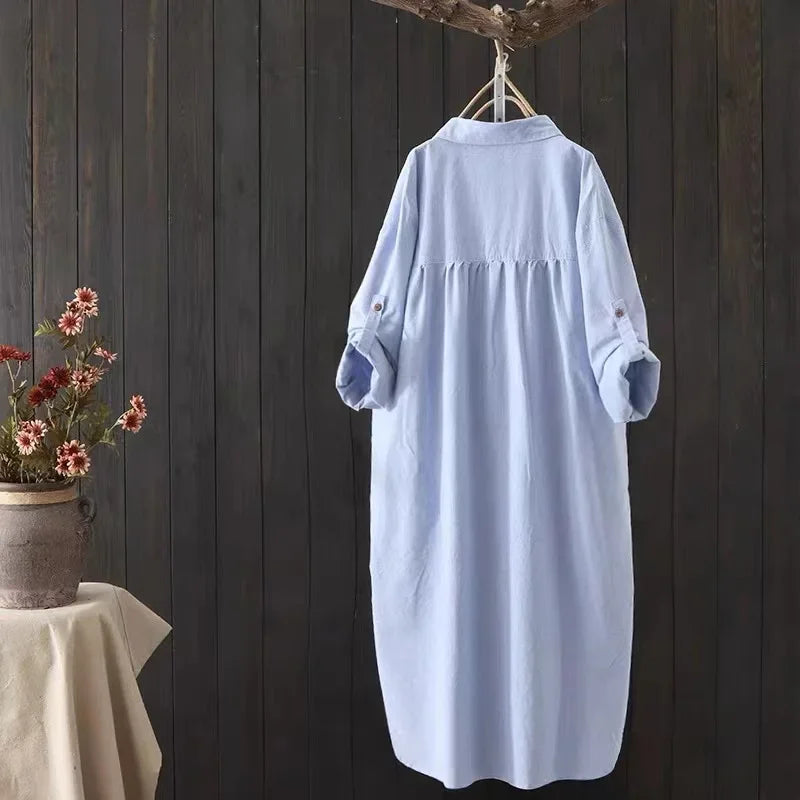 Cotton Loose Long Shirts Blouse