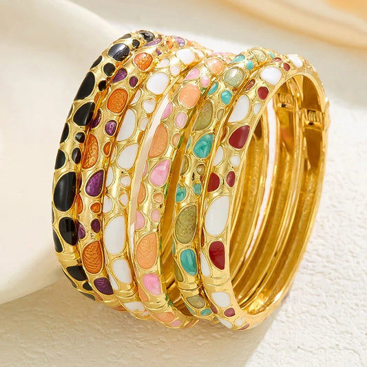 Enamel Dropped Glaze Flower Texture Bracelet