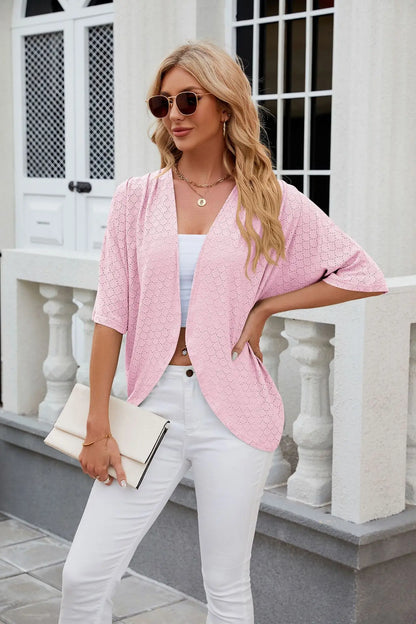 Elegant Mid Sleeve Casual Loose Cardigan Shirts