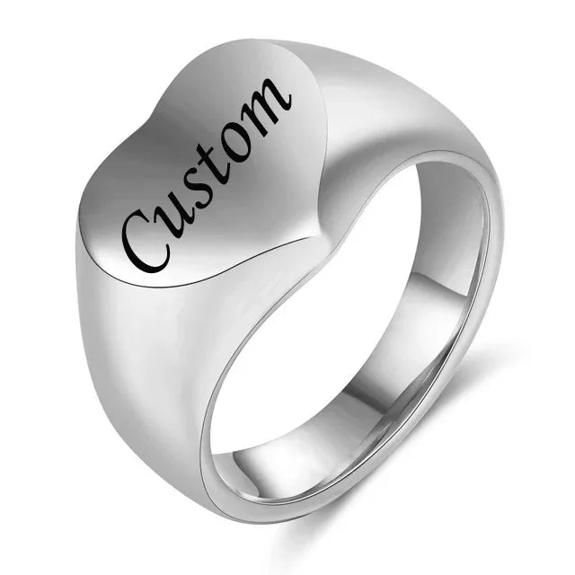 Customized Letter Pattern Logo Stainless Steel Rings