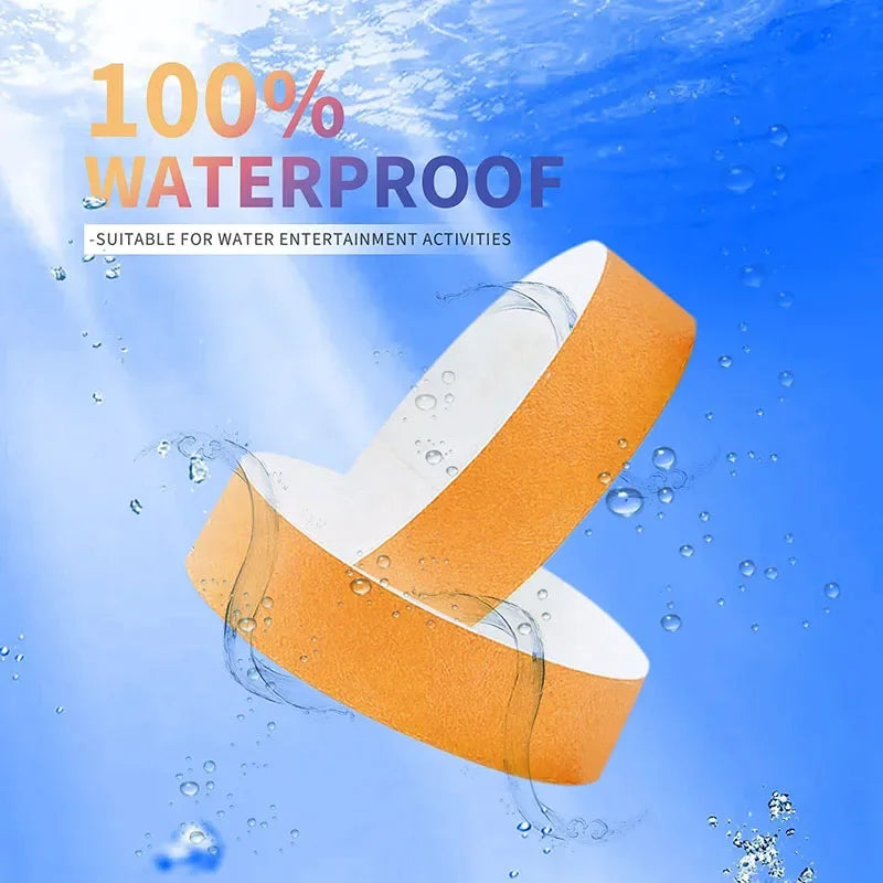 200pcs Waterproof Paper Wristbands Bracelet