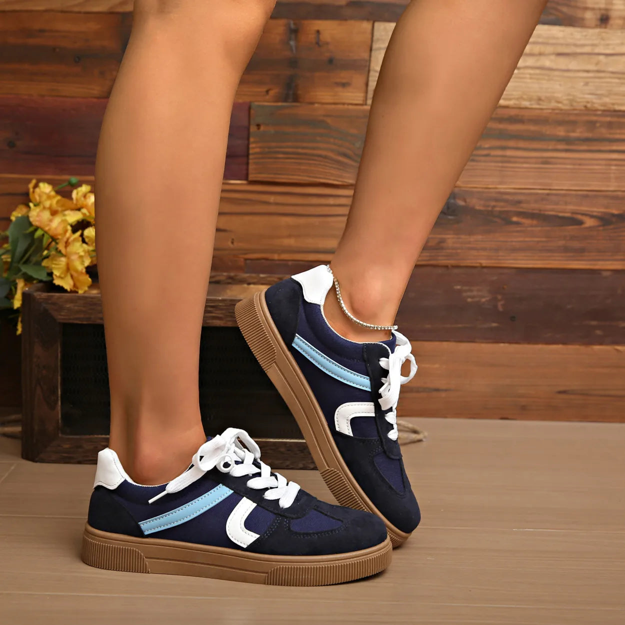 Flat Bottom Mixed Colors Rubber Sole Sneakers